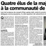 Quatre élus de la majorité à la communauté de communes