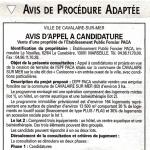 Avis d'appel à candidature