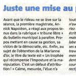 Juste une mise au point !